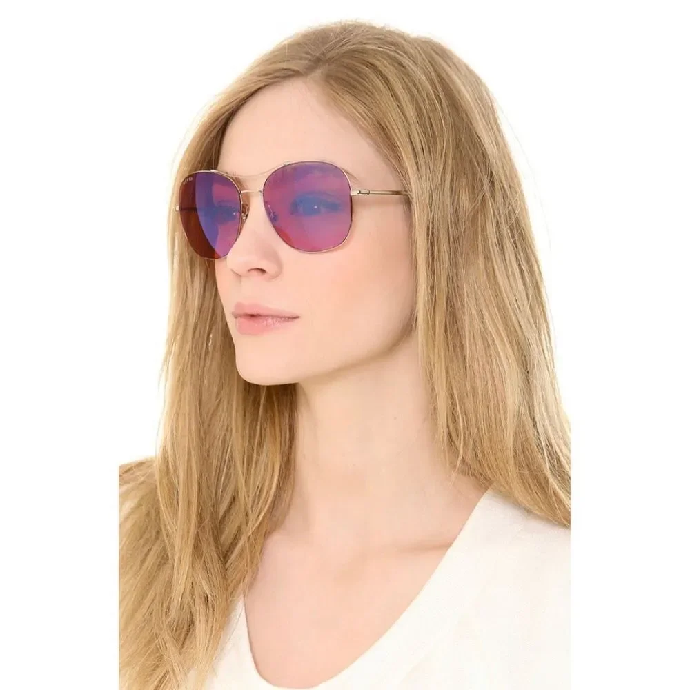 NIC Gucci Aviator Mirrored Sunglasses in Pink And Blue Combo & Silver Hardware